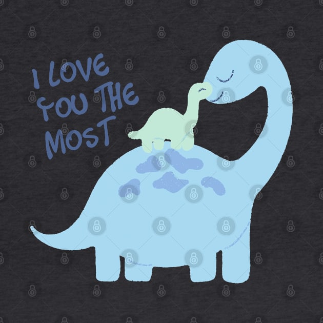 Mom and baby blue dinosaurs I love you the most by BoogieCreates